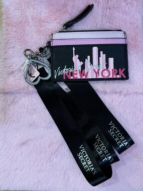 Victoria’s Secret Satin Logo Ribbon Choker Necklace NYC Card Holder Keychain